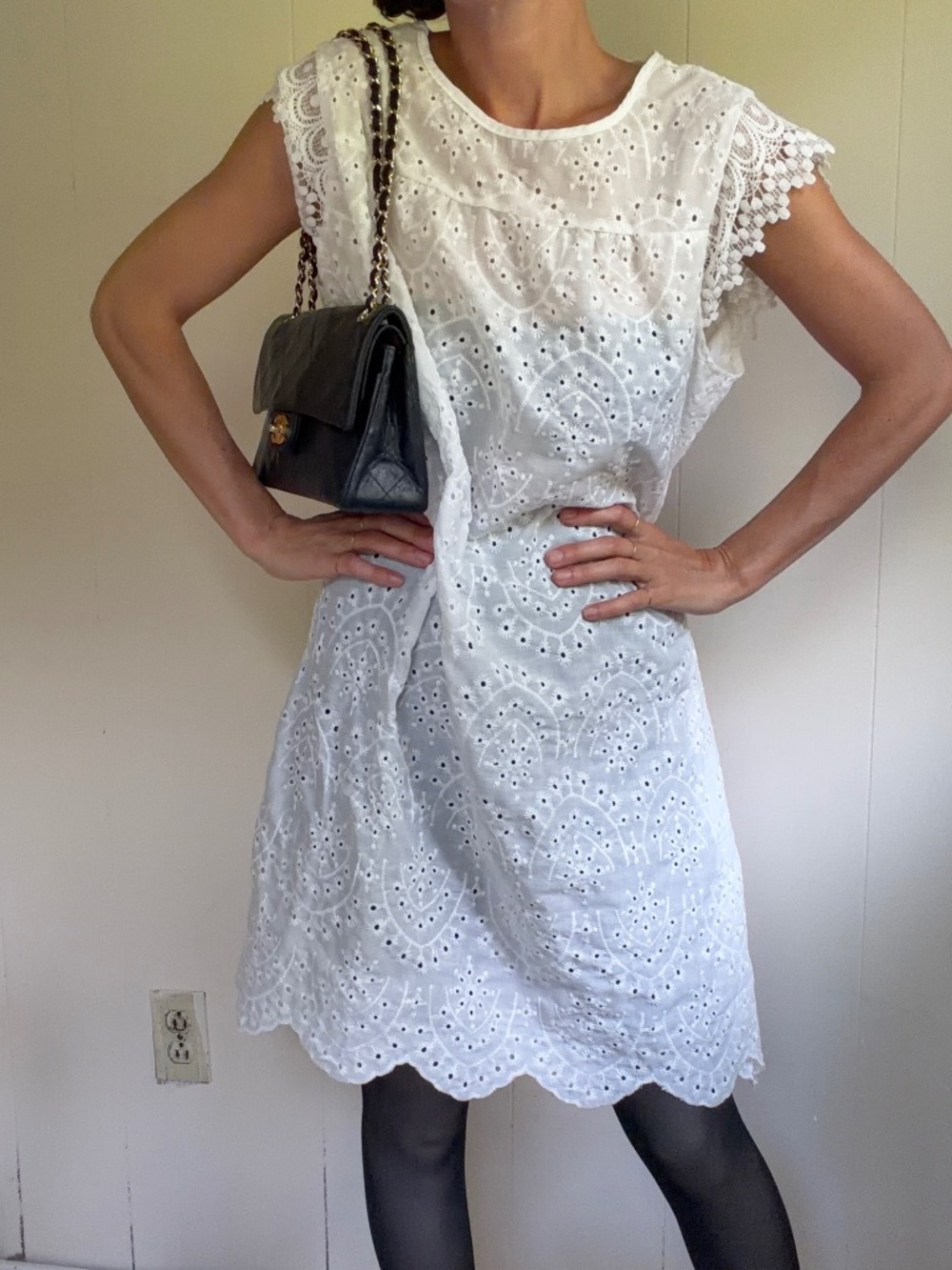 classic white eyelet nightgown dress minimalist coquette cottage core fairy